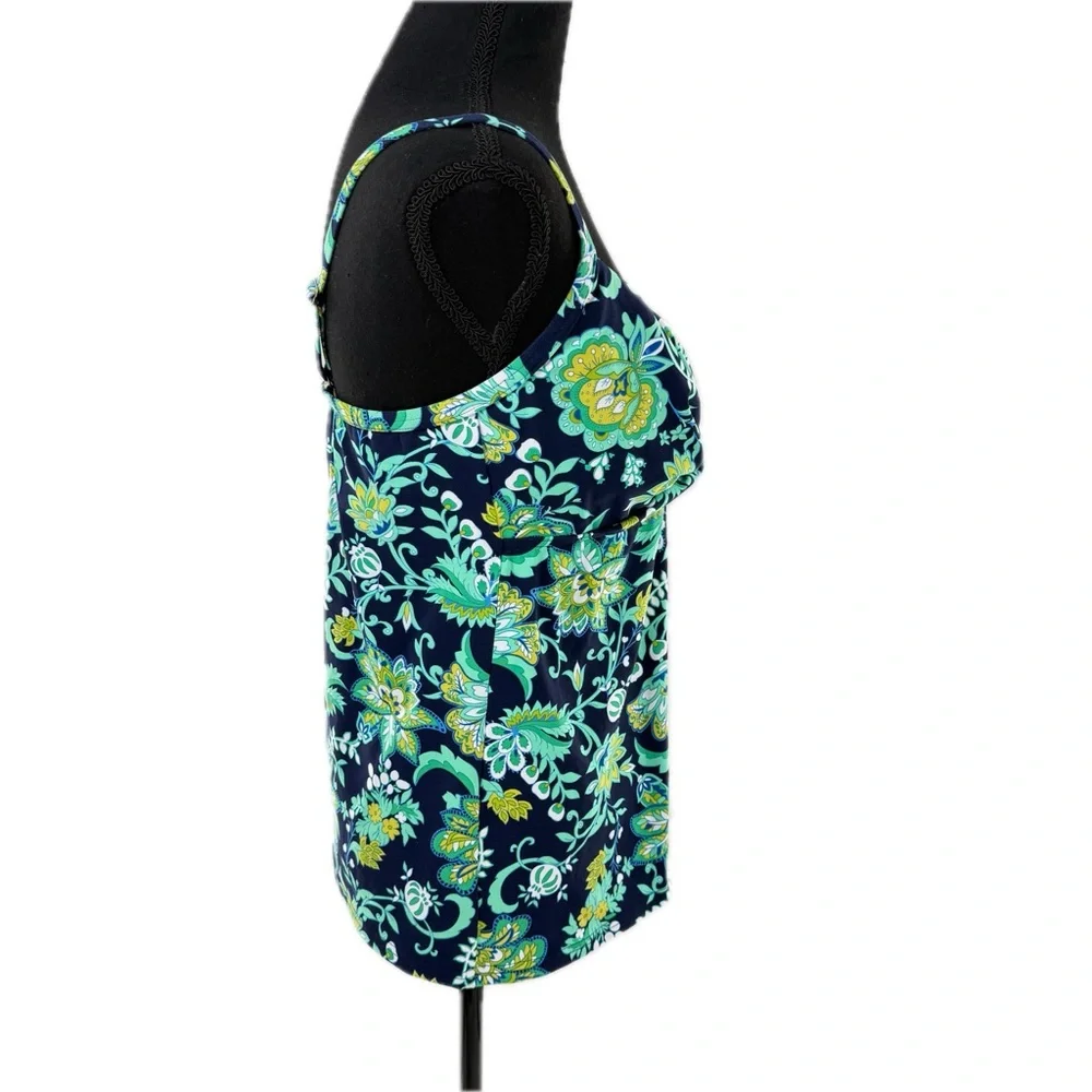 Lands' End Paisley Floral Twist Front Underwire Tankini Swim Top Navy Size 10 - Picture 7 of 15
